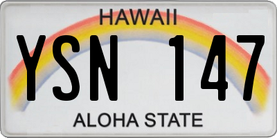 HI license plate YSN147