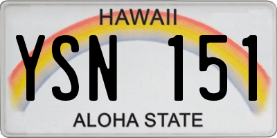HI license plate YSN151