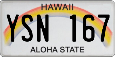 HI license plate YSN167