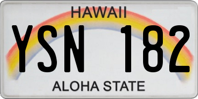 HI license plate YSN182