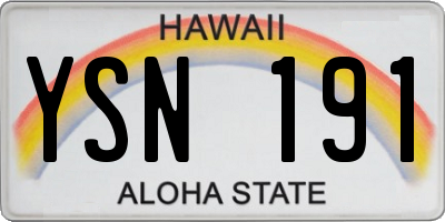 HI license plate YSN191