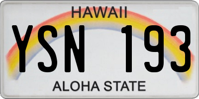 HI license plate YSN193
