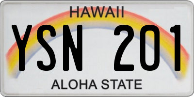 HI license plate YSN201