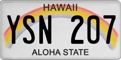 HI license plate YSN207