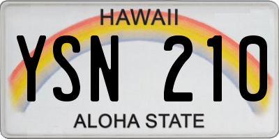 HI license plate YSN210