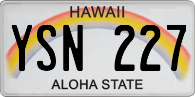 HI license plate YSN227