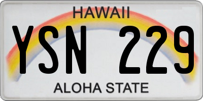 HI license plate YSN229
