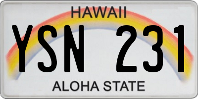 HI license plate YSN231