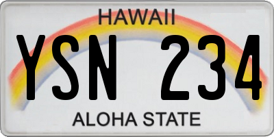 HI license plate YSN234