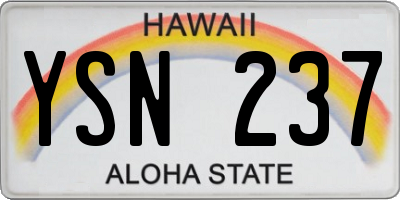 HI license plate YSN237