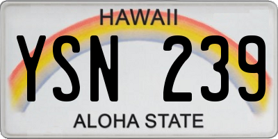 HI license plate YSN239