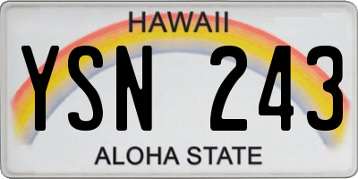HI license plate YSN243