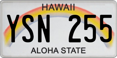 HI license plate YSN255