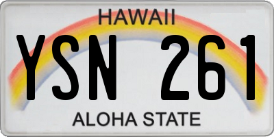 HI license plate YSN261