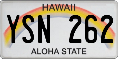 HI license plate YSN262