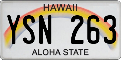 HI license plate YSN263