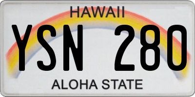 HI license plate YSN280