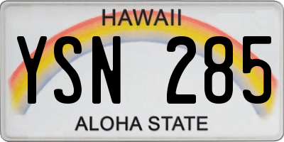 HI license plate YSN285
