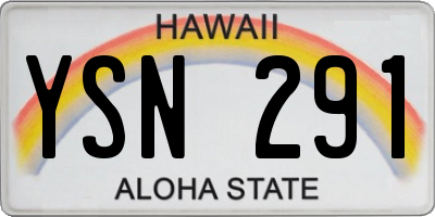 HI license plate YSN291