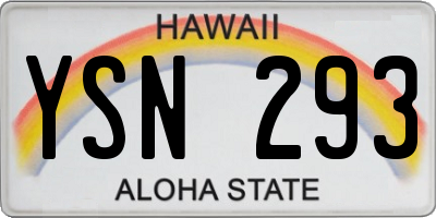 HI license plate YSN293