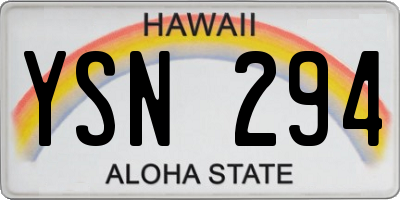HI license plate YSN294