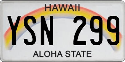 HI license plate YSN299