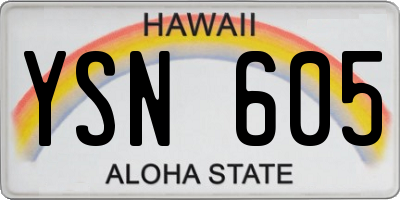 HI license plate YSN605