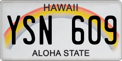 HI license plate YSN609