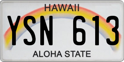HI license plate YSN613