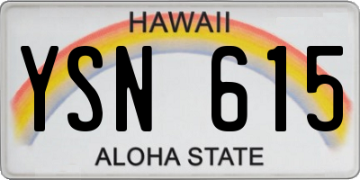 HI license plate YSN615