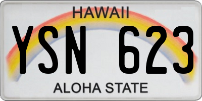HI license plate YSN623