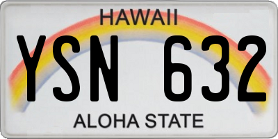 HI license plate YSN632