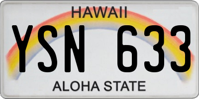 HI license plate YSN633