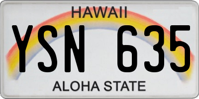 HI license plate YSN635