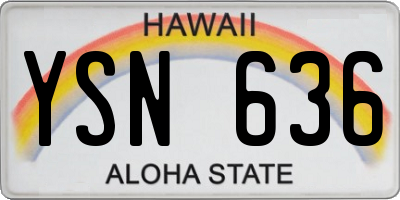 HI license plate YSN636