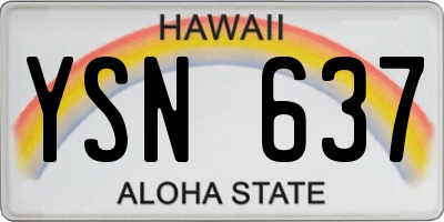 HI license plate YSN637