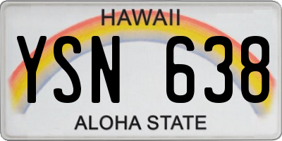 HI license plate YSN638
