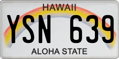 HI license plate YSN639