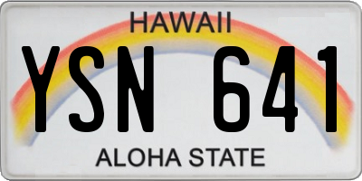 HI license plate YSN641