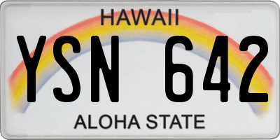 HI license plate YSN642