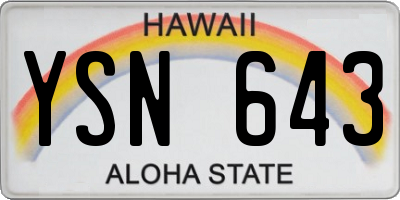 HI license plate YSN643