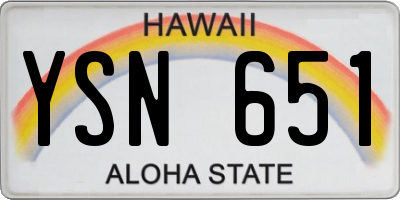 HI license plate YSN651