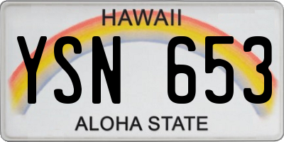 HI license plate YSN653