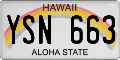HI license plate YSN663
