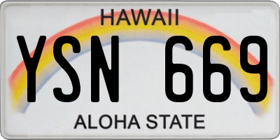 HI license plate YSN669