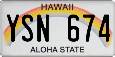 HI license plate YSN674
