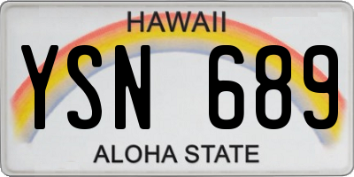 HI license plate YSN689