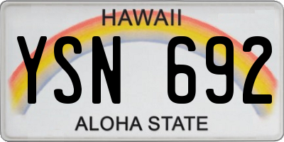 HI license plate YSN692