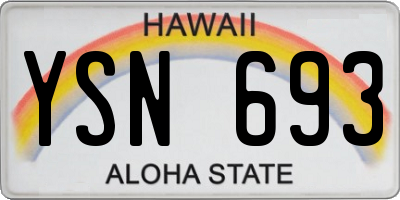 HI license plate YSN693