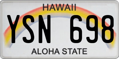 HI license plate YSN698